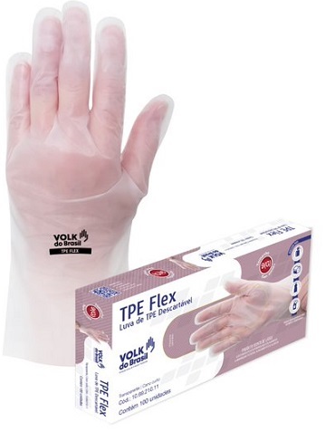 LUVA TPE VOLK TRANSPARENTE C/100 MED