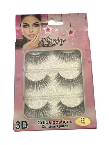 CÍLIOS EFEITO 3D COM 3 PARES