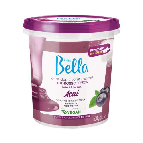CERA HIDROSSOLÚVEL AÇAI 600G DEPIL BELLA