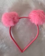 TIARA COM BOLINHAS COM ROSA