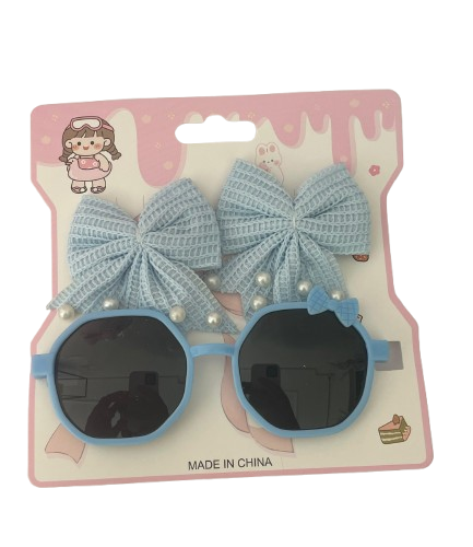 KIT ÓCULOS INFANTIL + LAÇOS COR AZUL