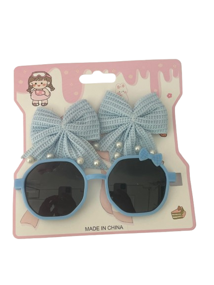 KIT ÓCULOS INFANTIL + LAÇOS COR AZUL