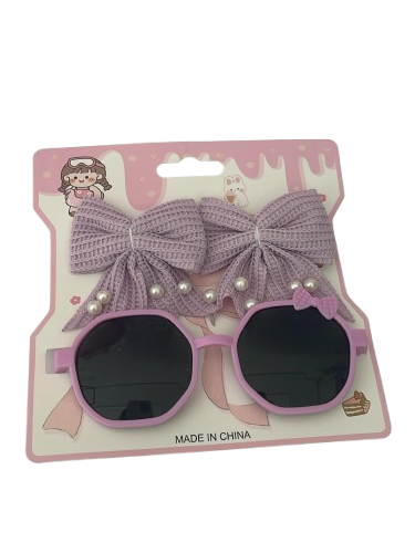 KIT ÓCULOS INFANTIL + LAÇOS COR LILÁS