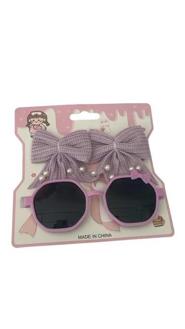 KIT ÓCULOS INFANTIL + LAÇOS COR LILÁS