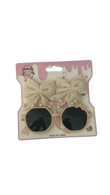 KIT ÓCULOS INFANTIL + LAÇOS COR AMARELO