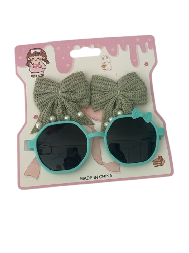 KIT ÓCULOS INFANTIL + LAÇOS COR VERDE